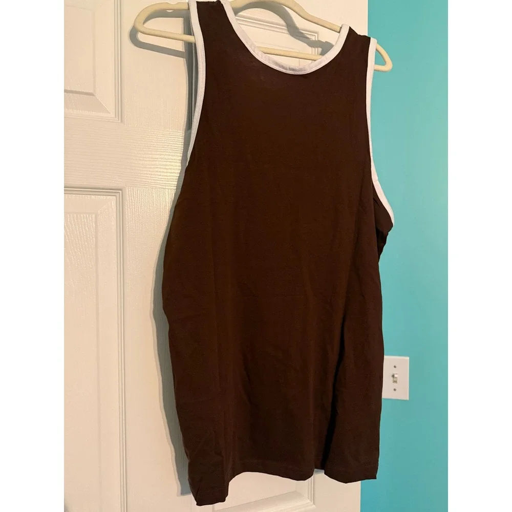 Nike Mens Sportswear Tank Top Chocolate Brown White Ringer Futura Logo 2XL